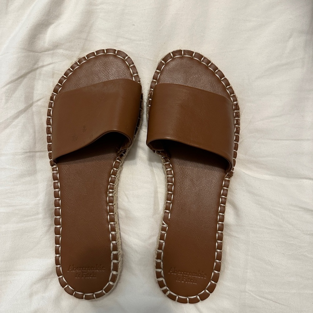 Abercrombie + Fitch Brown Leather Sandal Espadrilles - U.K. 37 / US 6.5 - New